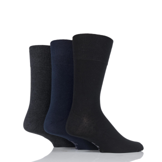 Gentle Grip 3 Pack Core Plain Socks - Black/Navy/Grey