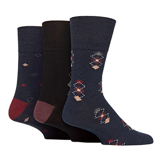 Gentle Grip 3 Pack Book Club Socks - Black/Navy