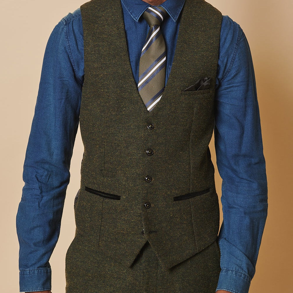Marc Darcy Marlow Olive Waistcoat