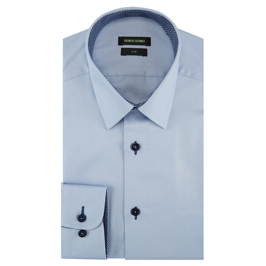 Remus Uomo 18436 22 Slim Fit Blue Long Sleeve Dress Shirt