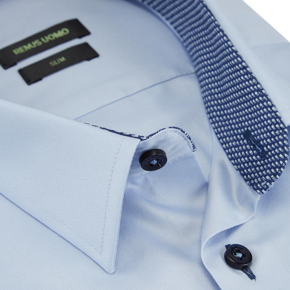 Remus Uomo 18436 22 Slim Fit Blue Long Sleeve Dress Shirt