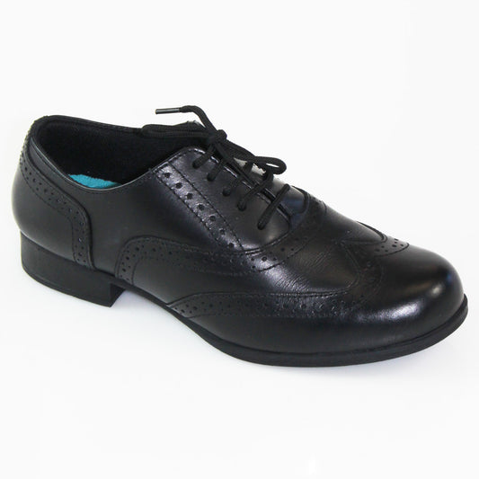 Girls Hush Puppies Kada Leather Black School Shoes