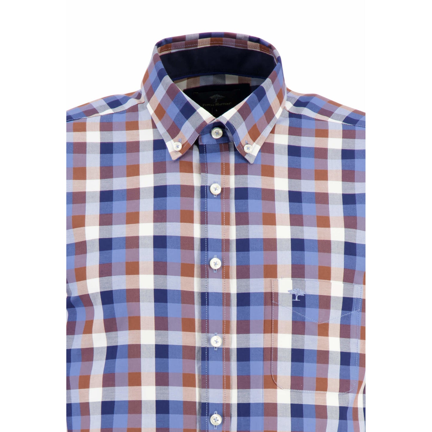 Fynch Hatton 1208 8220 8222 Midblue Fond Combi Check Casual Shirt