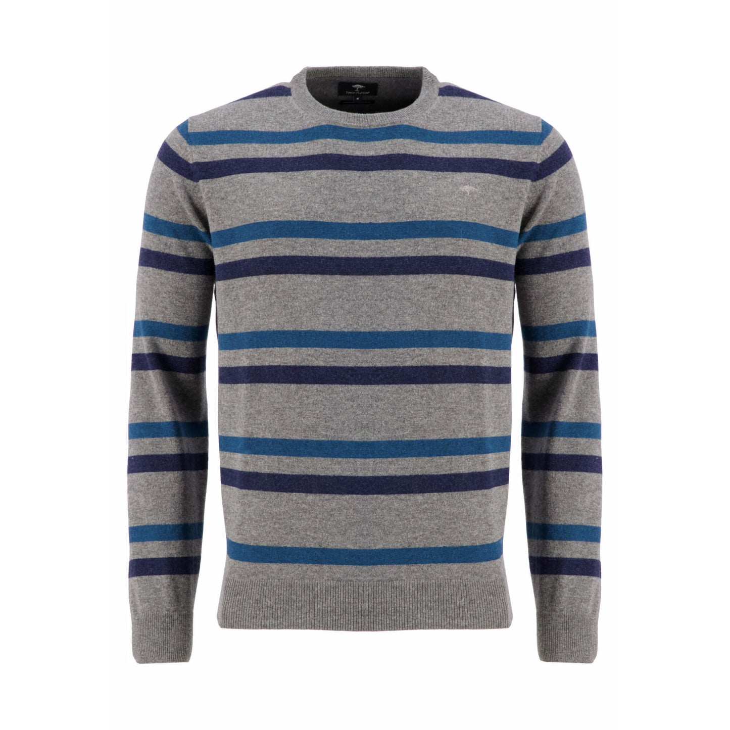 Fynch Hatton 1209 305 912 Silver Round Neck Striped Knitwear