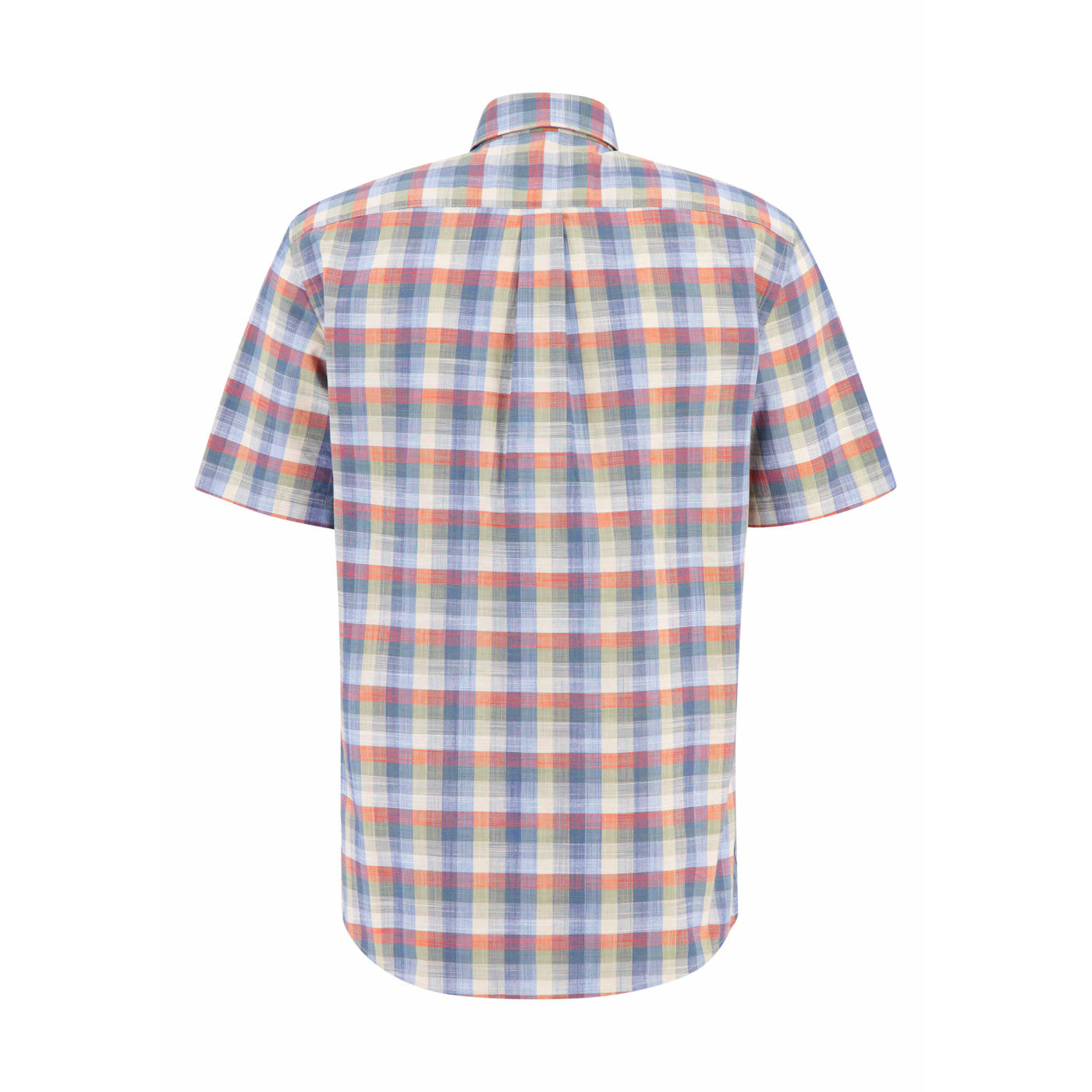 Fynch Hatton 1304 8131 200 Tangerine Summer Slub Check Casual Shirt