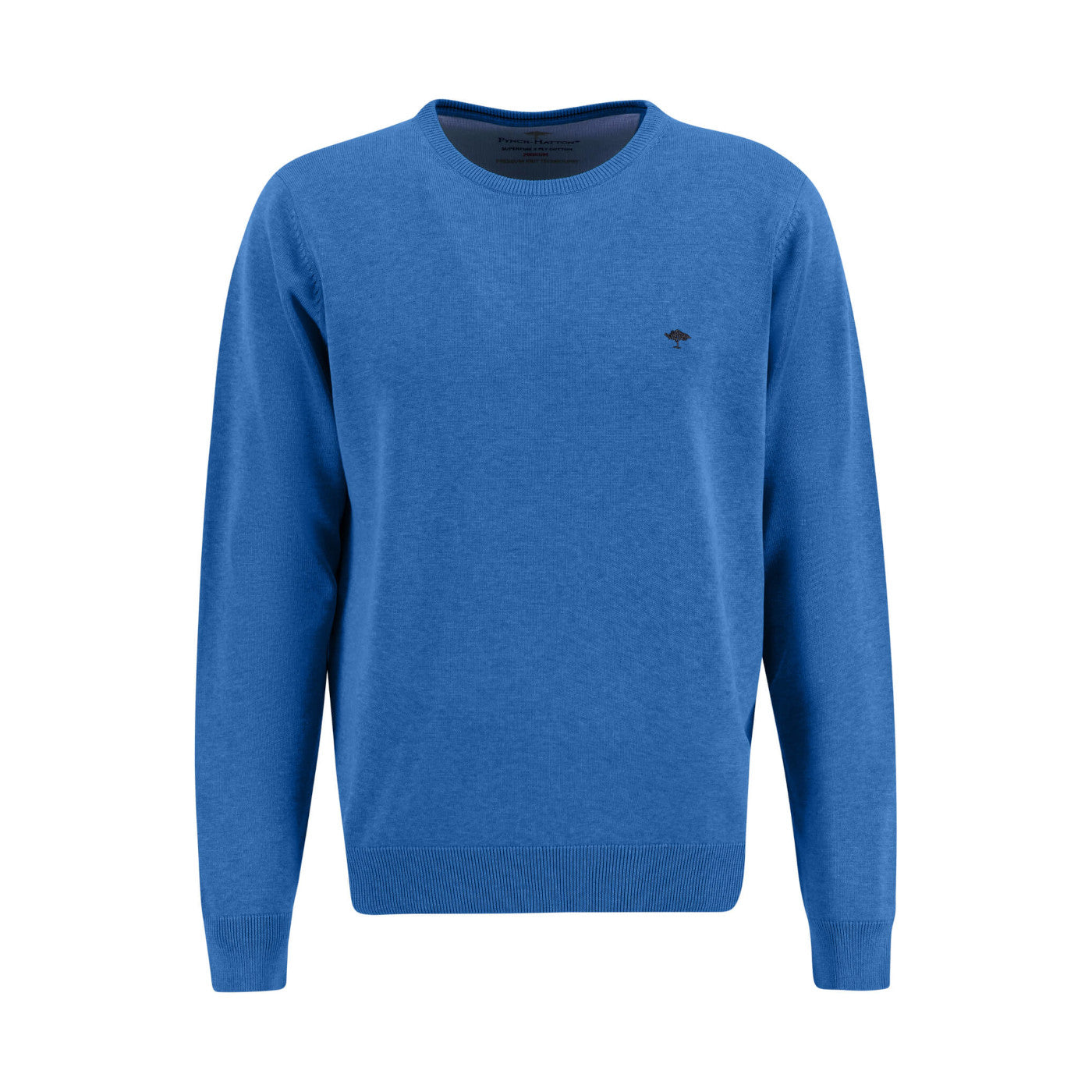 Fynch Hatton 1313 210 600 Bright Ocean Striped Super Fine Round Neck