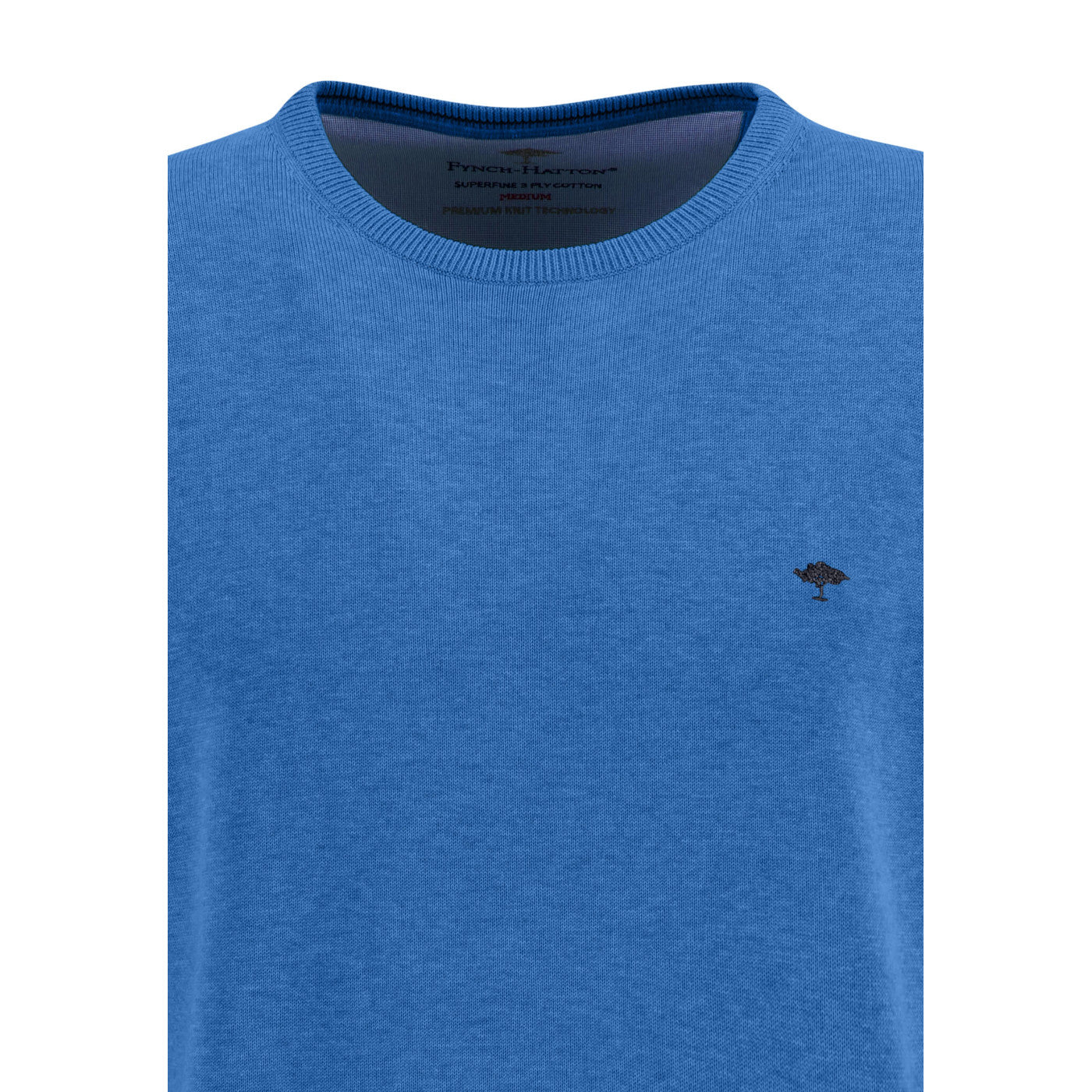 Fynch Hatton 1313 210 600 Bright Ocean Striped Super Fine Round Neck
