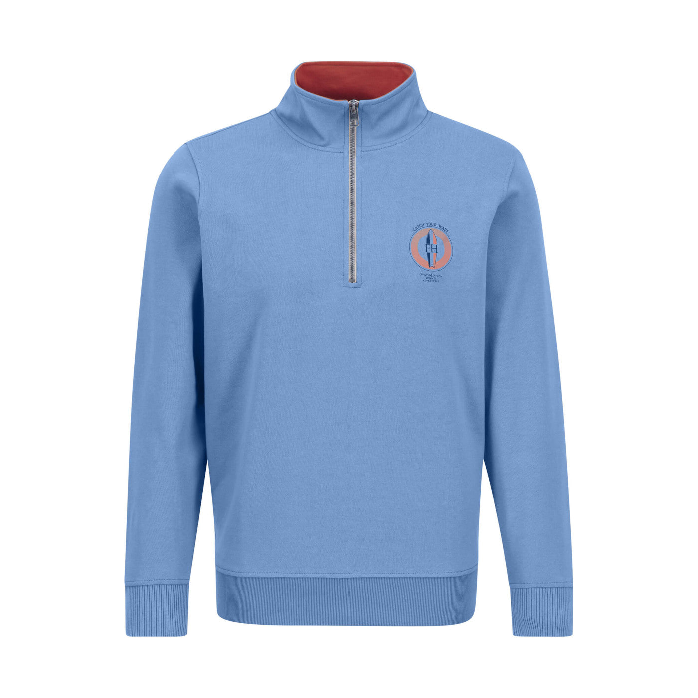 Fynch Hatton 1303 4011 601 Light Sky Quarter-Zipped Sweatshirt