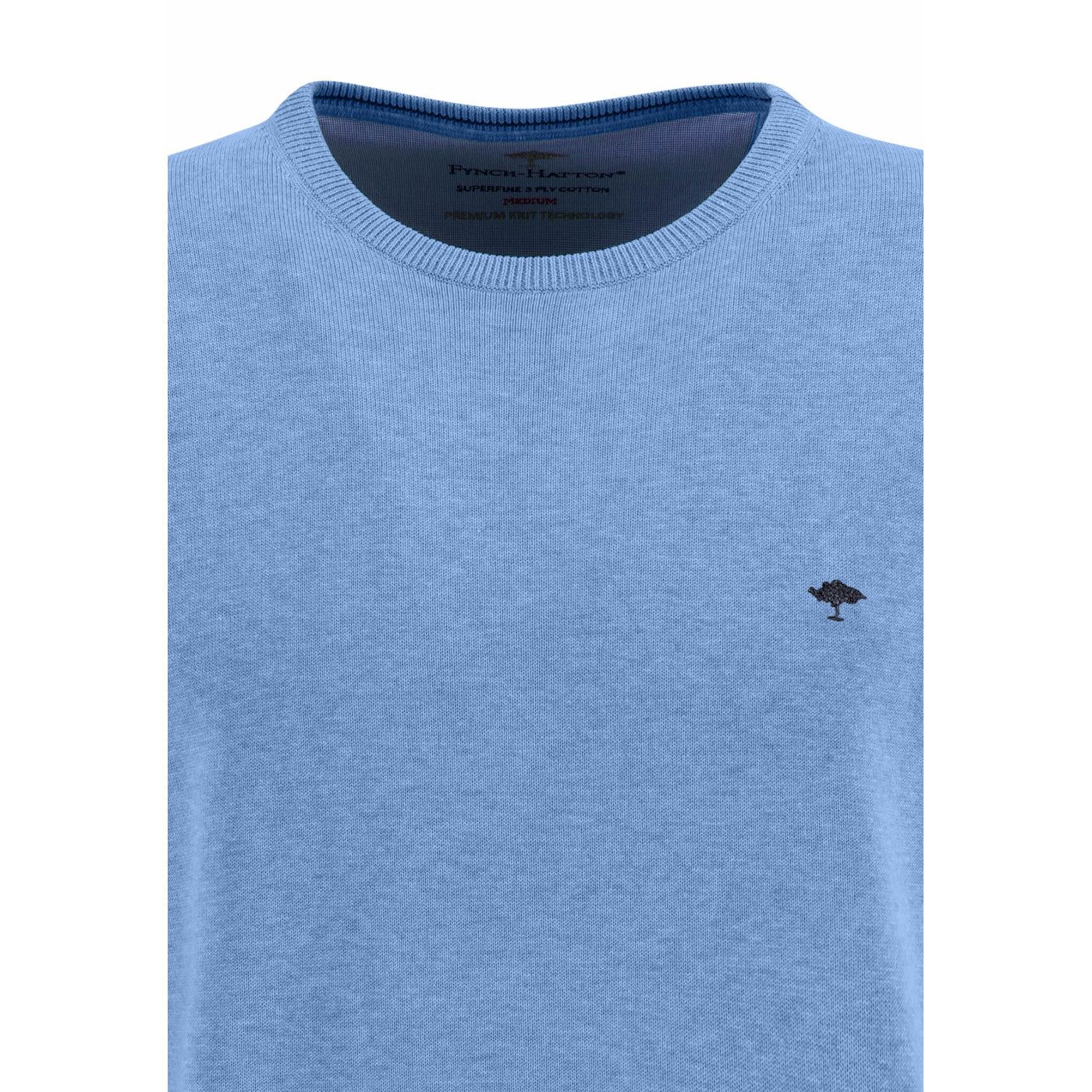 Fynch Hatton 1313 210 601 Light Sky Striped Super Fine Round Neck