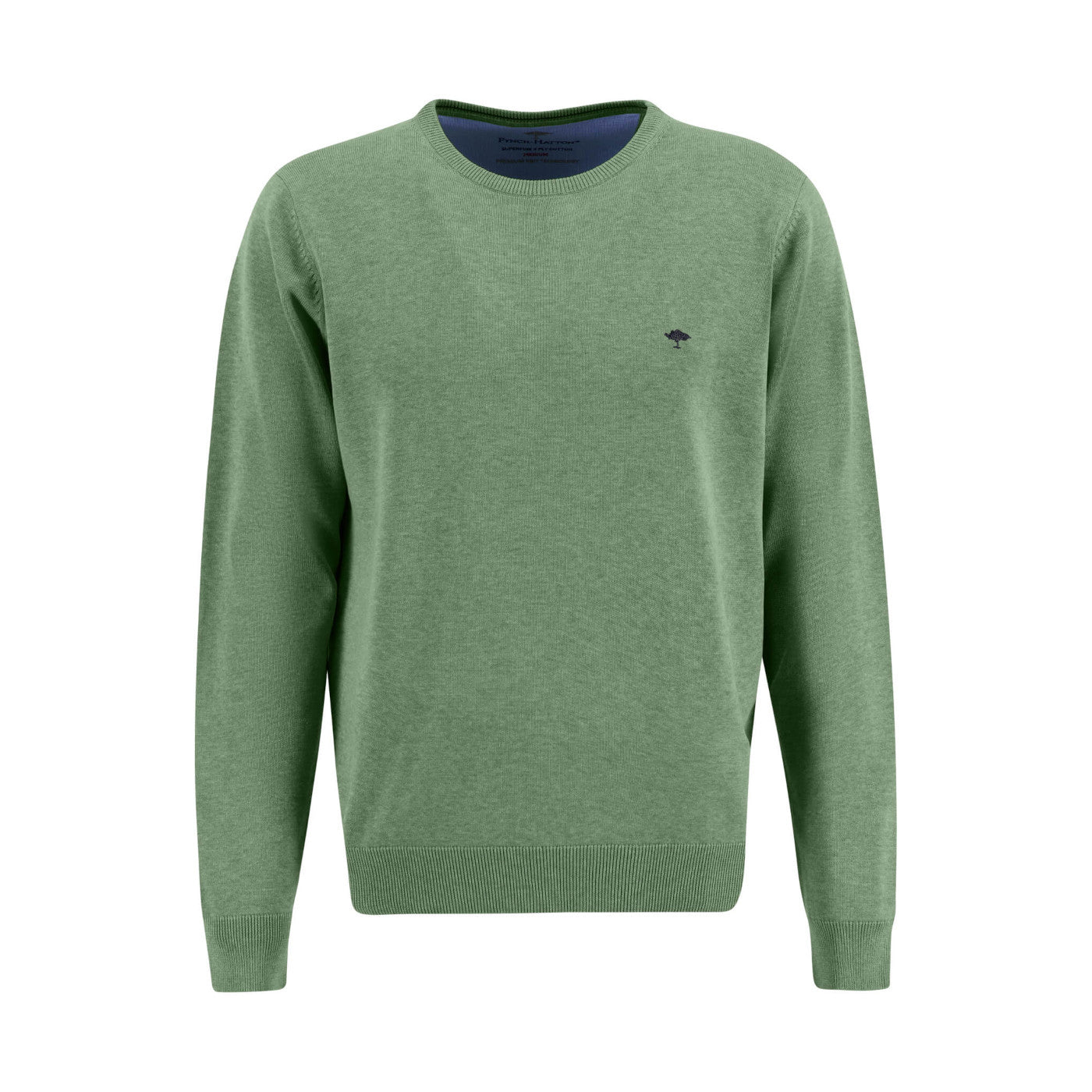 Fynch Hatton 1313 210 700 Spring Green Striped Super Fine Round Neck