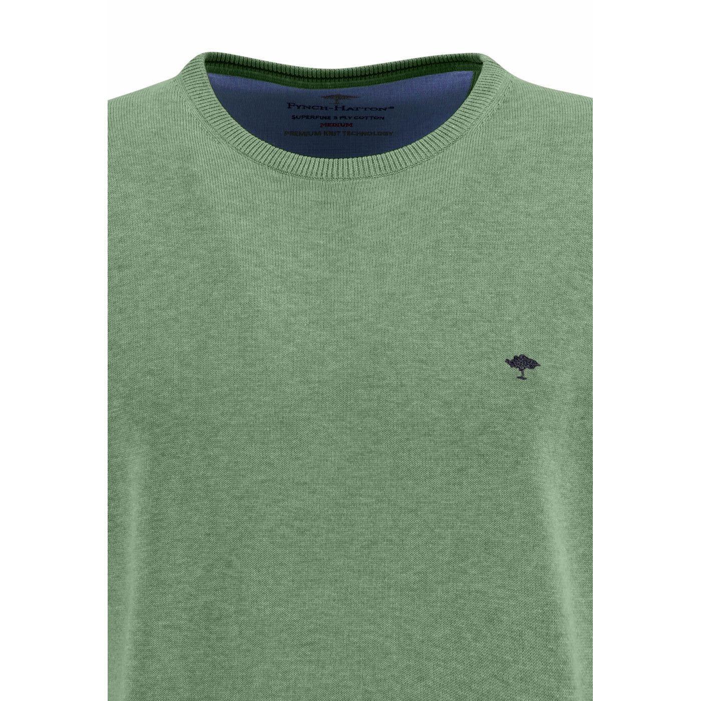 Fynch Hatton 1313 210 700 Spring Green Striped Super Fine Round Neck