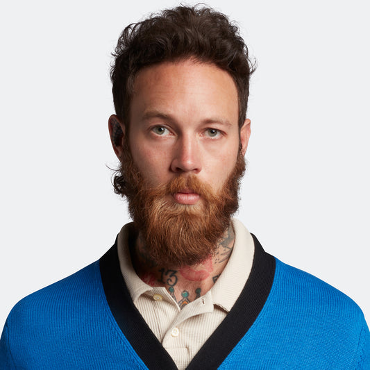 Lyle & Scott KN1720V W815 Bright Blue Marl/Jet Black Block Marl Cardigan