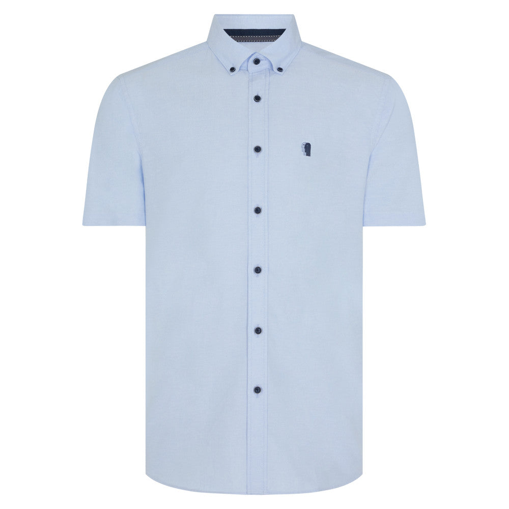 Remus Uomo 13600SS 22 Blue Tapered Short Sleeve Oxford Shirt