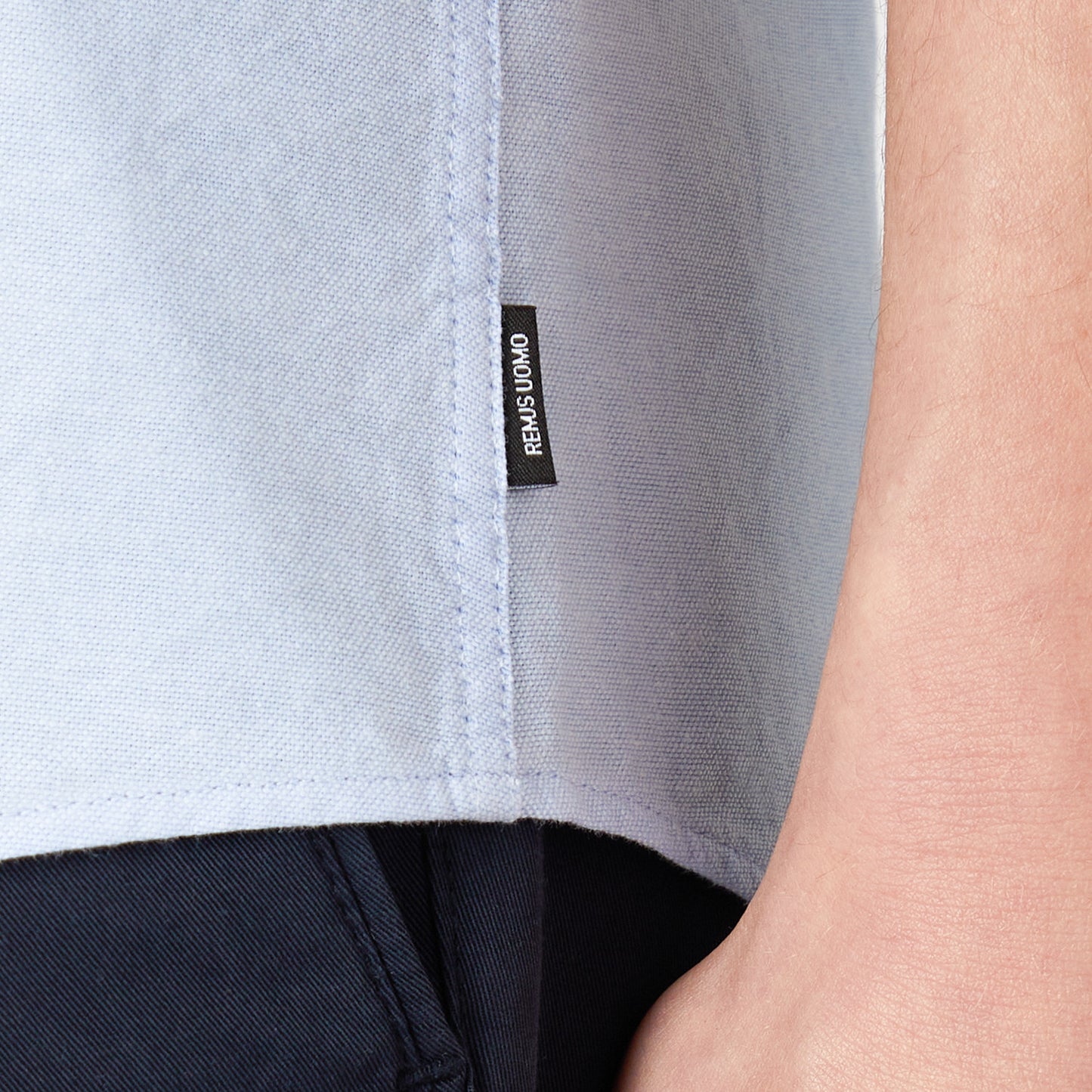 Remus Uomo 13600SS 22 Blue Tapered Short Sleeve Oxford Shirt