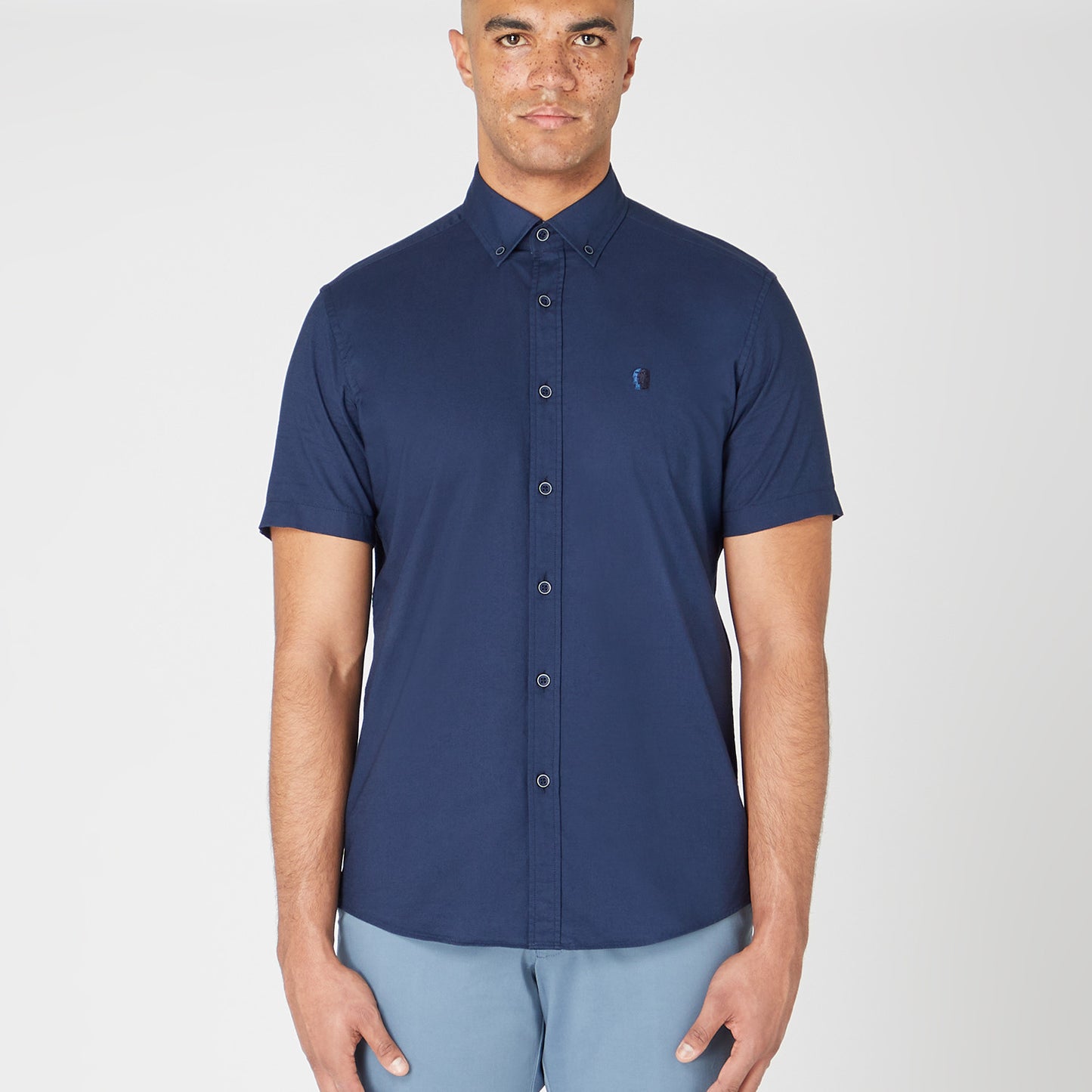Remus Uomo 13600SS 78 Navy Tapered Short Sleeve Oxford Shirt