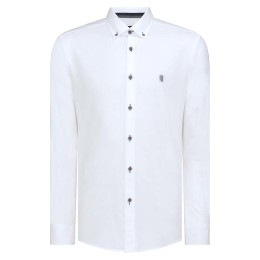 Remus Uomo 13600 01 White Tapered Long Sleeve Oxford Shirt