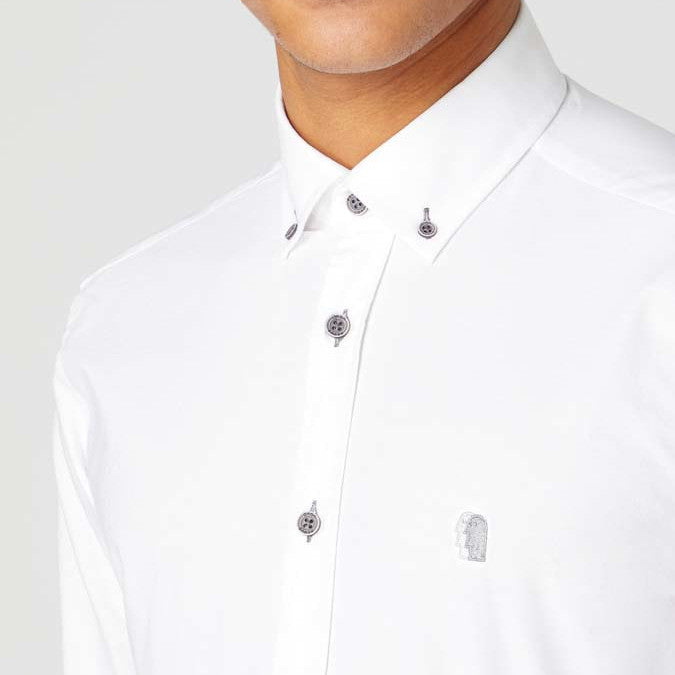 Remus Uomo 13600 01 White Tapered Long Sleeve Oxford Shirt