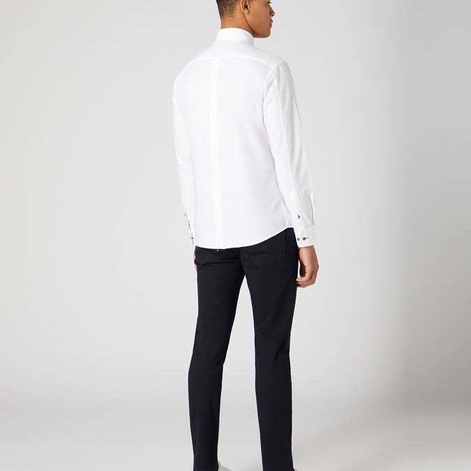 Remus Uomo 13600 01 White Tapered Long Sleeve Oxford Shirt