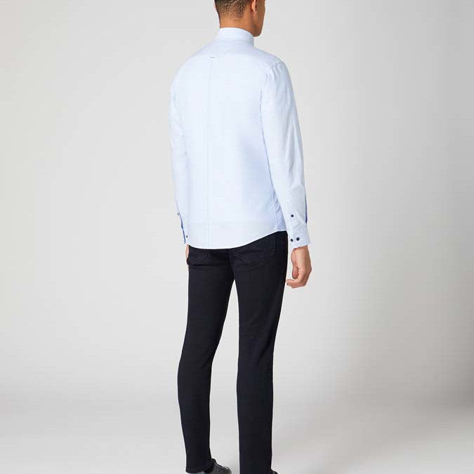 Remus Uomo 13600 22 Blue Tapered Long Sleeve Oxford Shirt