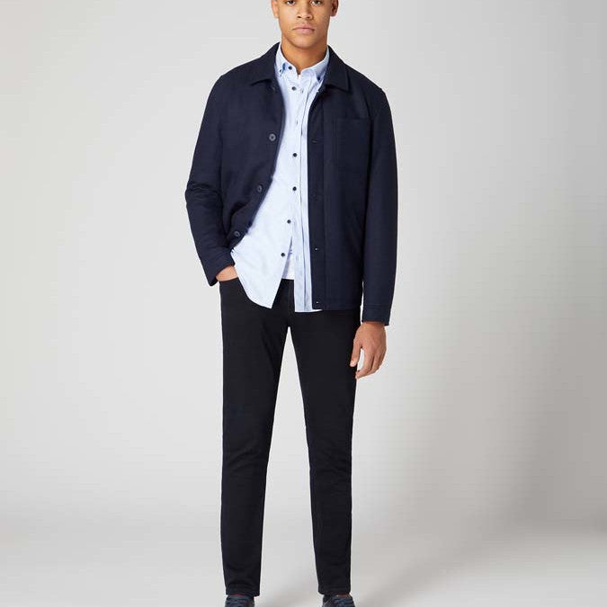 Remus Uomo 13600 22 Blue Tapered Long Sleeve Oxford Shirt
