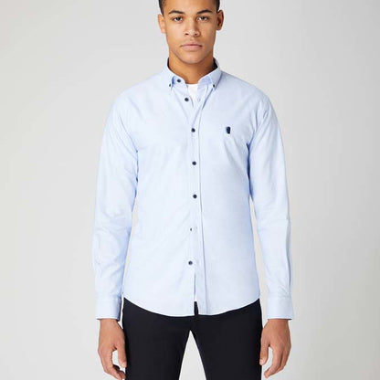 Remus Uomo 13600 22 Blue Tapered Long Sleeve Oxford Shirt