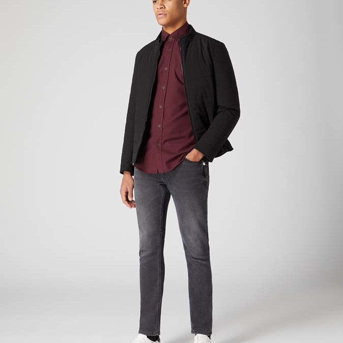 Remus Uomo 13600 68 Wine Tapered Long Sleeve Oxford Shirt