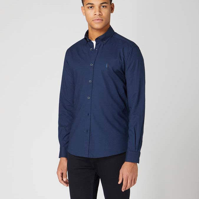 Remus Uomo 13600 78 Navy Tapered Long Sleeve Oxford Shirt