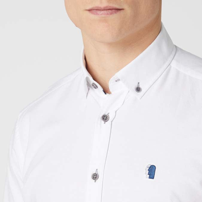 Remus Uomo 13600SS 01 White Tapered Short Sleeve Oxford Shirt