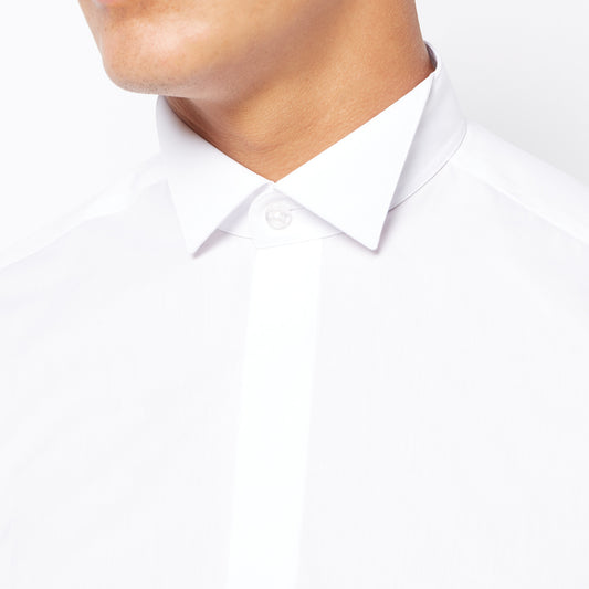 Remus Uomo 13690 01 Double Cuff Tapered Fit White Wing Collar Shirt
