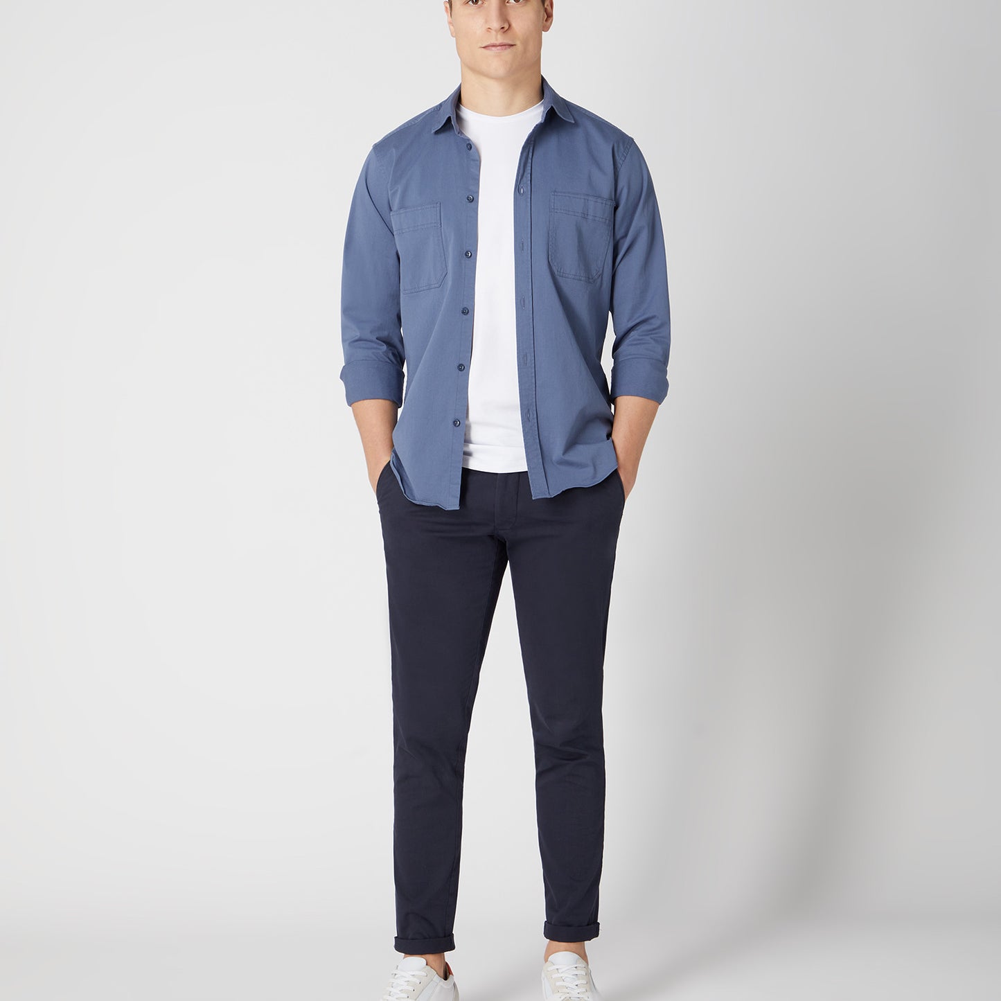 Remus Uomo 13720 25 Blue Overshirt Parker Cotton Casual Shirt