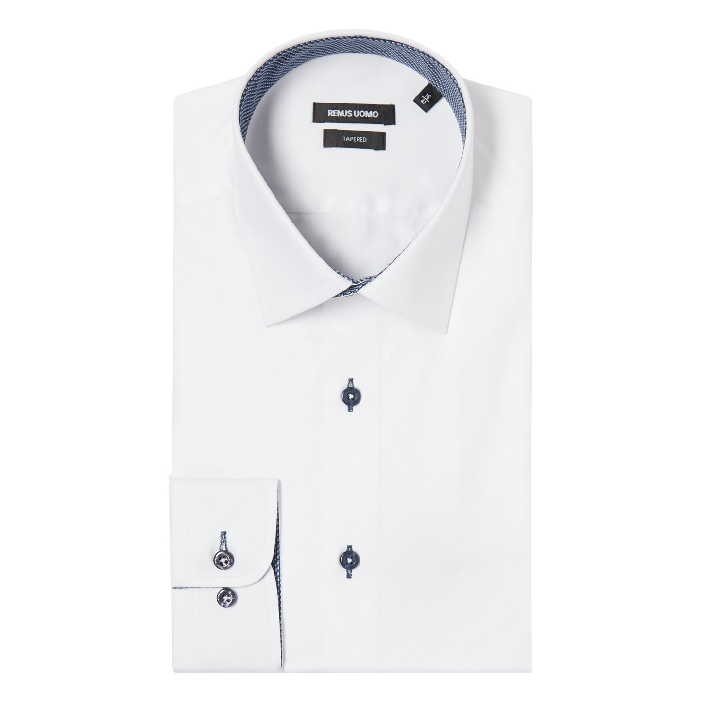 Remus Uomo 17036 01 Tapered Fit White Long Sleeve Dress Shirt
