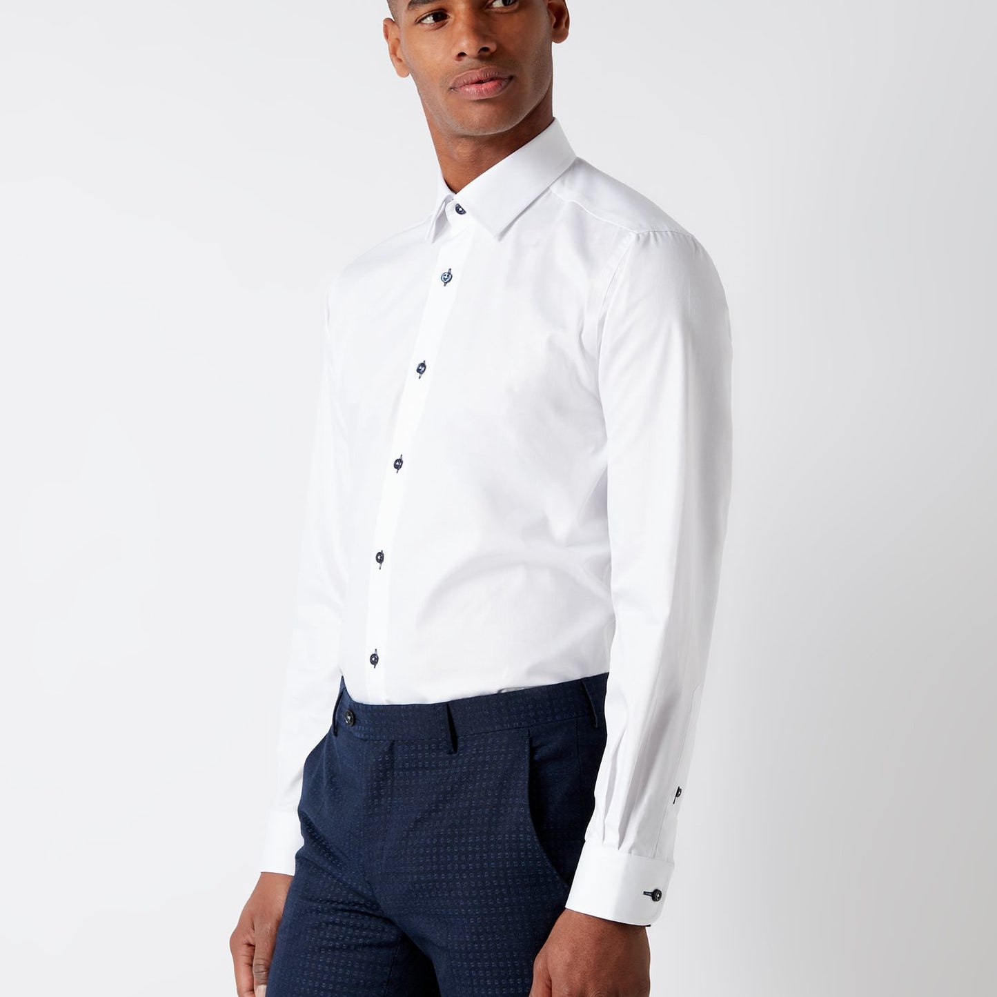 Remus Uomo 17036 01 Tapered Fit White Long Sleeve Dress Shirt