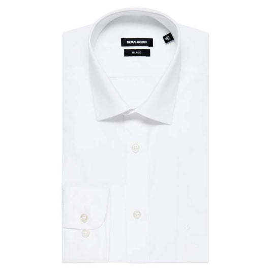 Remus Uomo 18200 01 Relaxed Fit White Long Sleeve Dress Shirt