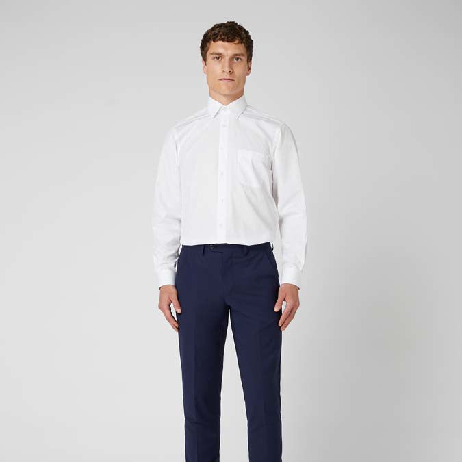 Remus Uomo 18200 01 Relaxed Fit White Long Sleeve Dress Shirt