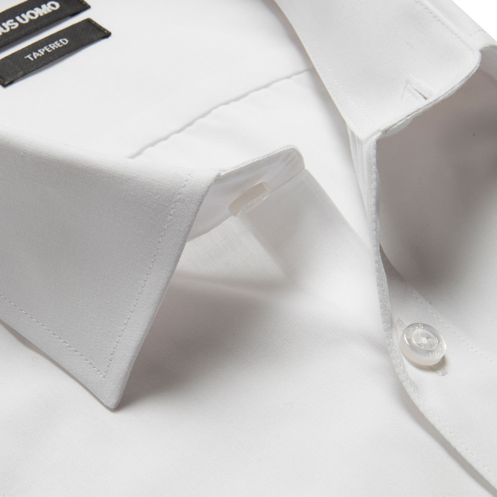 Remus Uomo 18300D Tapered Fit Double Cuff White Long Sleeve Dress Shirt