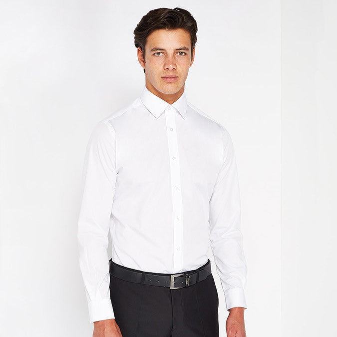 Remus Uomo 18300 01 Tapered Fit White Long Sleeve Dress Shirt