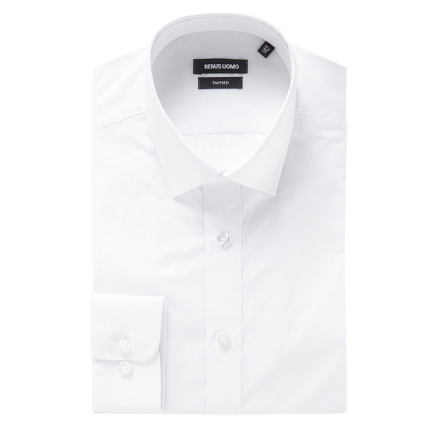 Remus Uomo 18300 01 Tapered Fit White Long Sleeve Dress Shirt