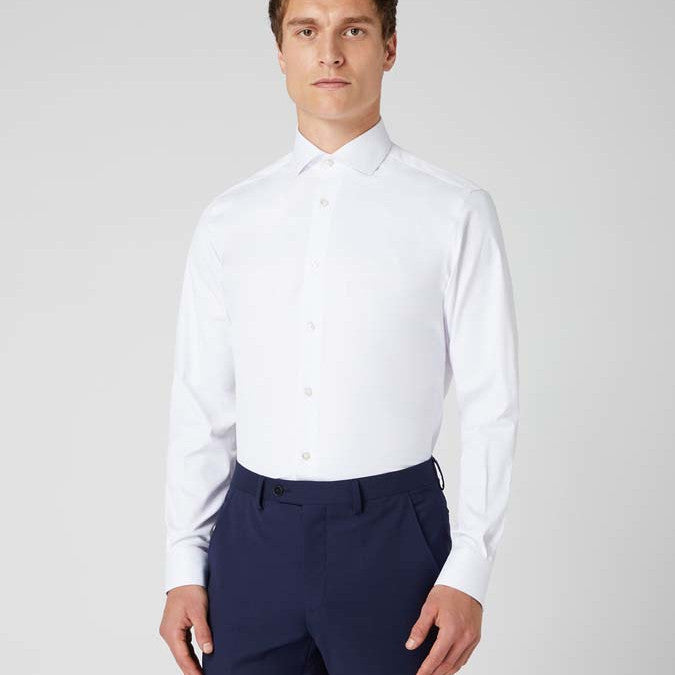 Remus Uomo 18626 01 White Seville Tapered Fit Dress Shirt
