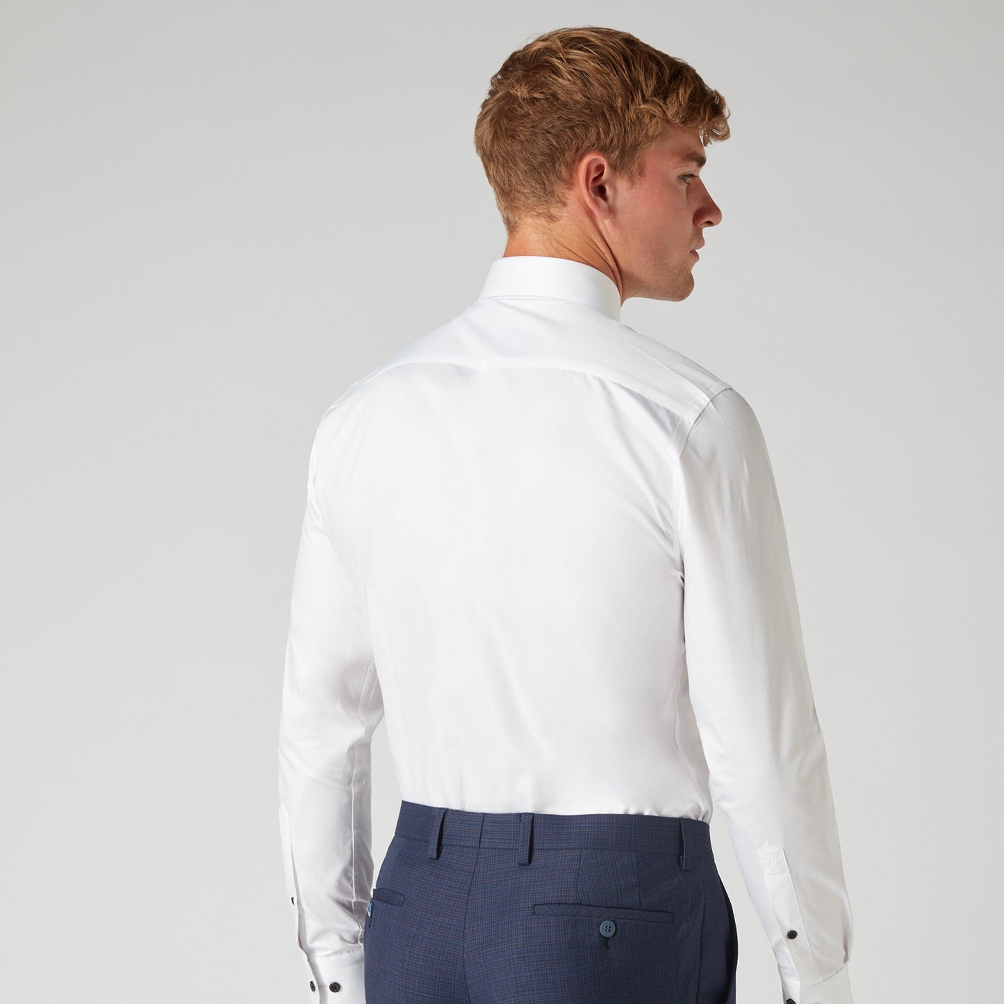 Remus Uomo 18801 01 White With Black Button Tapered Shirt