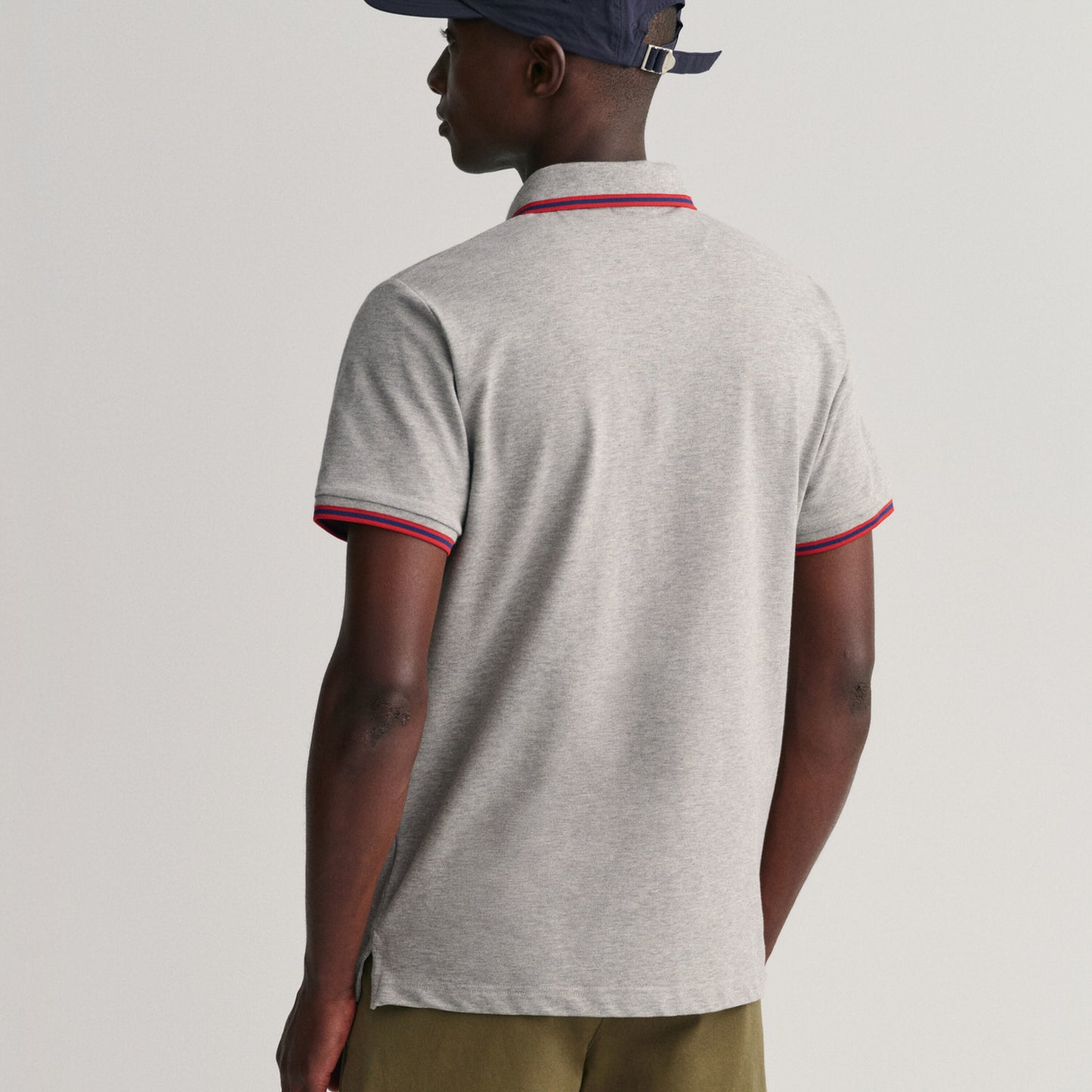 Gant 2003170 93 Grey Melange 3-Col Tipping Solid Pique Polo Shirt