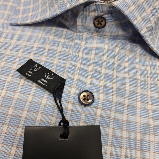 Eterna 4803 12 X15K Blue Checked Modern Fit Dress Shirt