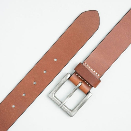 Wallace 30024TNSB 40mm Tan Silver Buckle Leather Jeans Belt