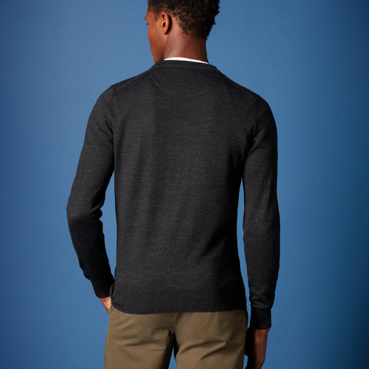 Remus Uomo 58400 08 Charcoal Long Sleeve Crew Neck Sweater