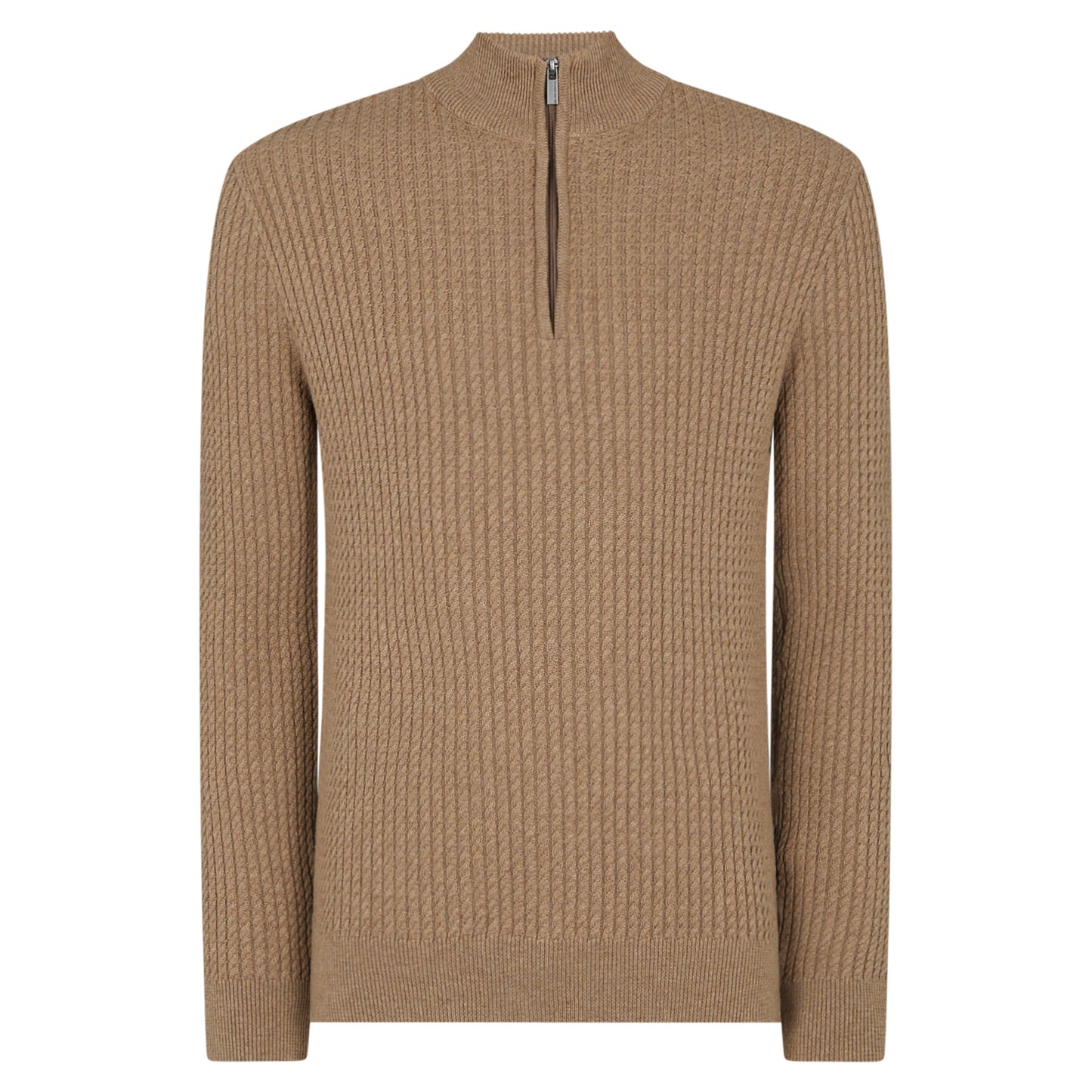 Remus Uomo 58674 43 Sand Long Sleeve Half Zip Sweater