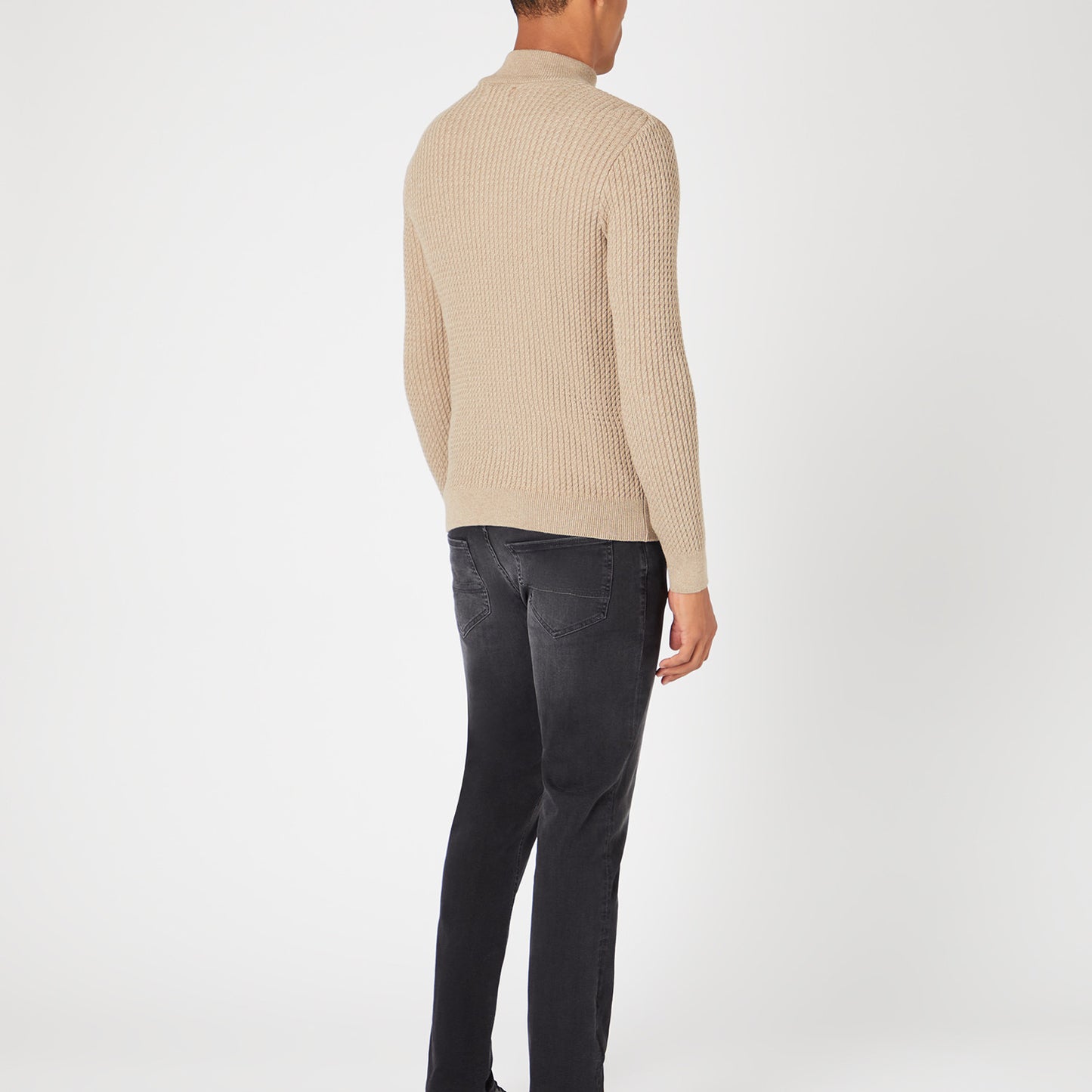 Remus Uomo 58674 43 Sand Long Sleeve Half Zip Sweater