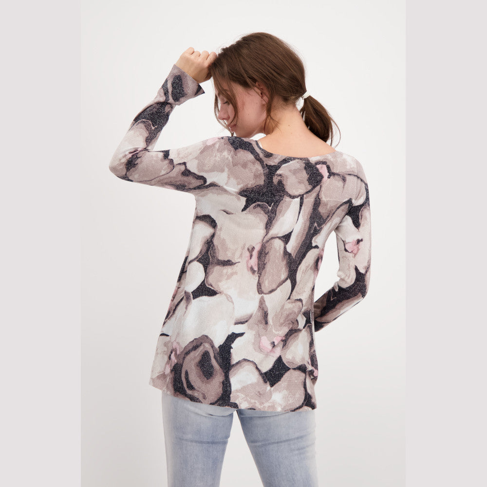 Monari 407656 112 Almond Pattern A-Line Jumper With Glitter Floral Pattern