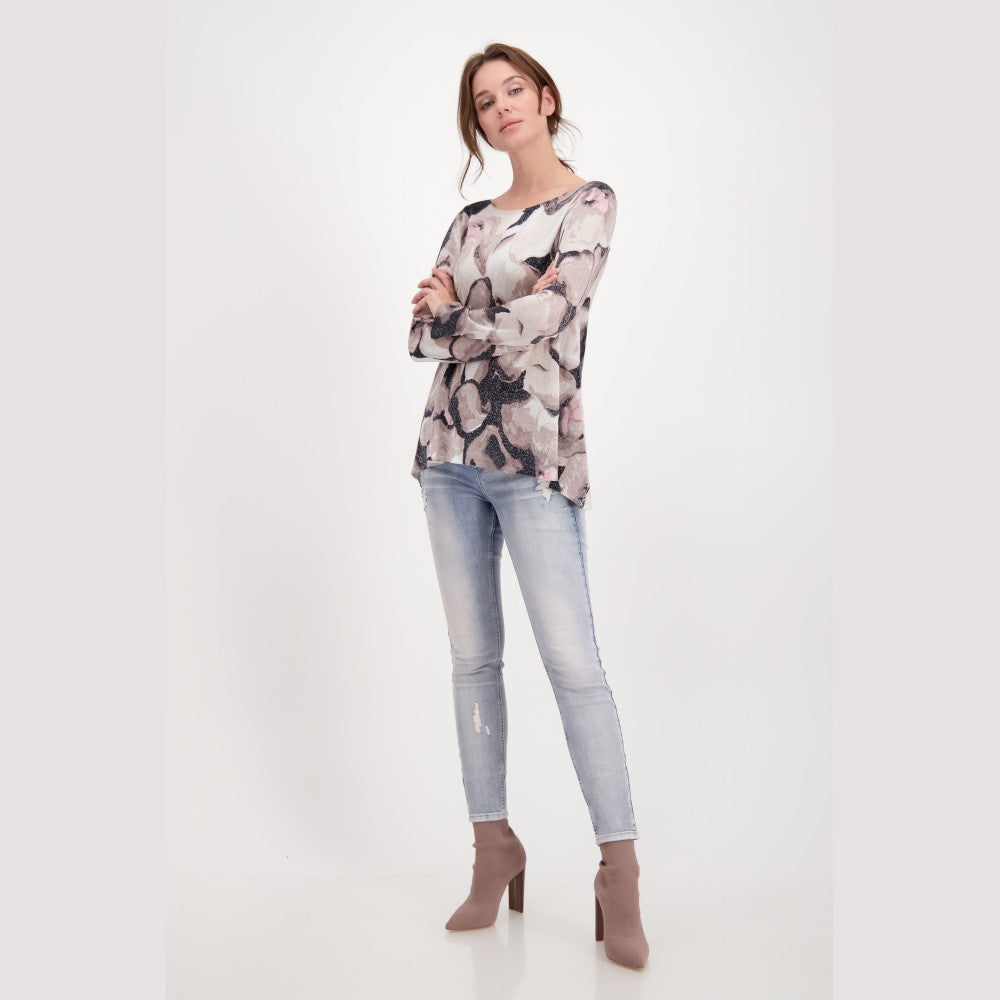Monari 407656 112 Almond Pattern A-Line Jumper With Glitter Floral Pattern