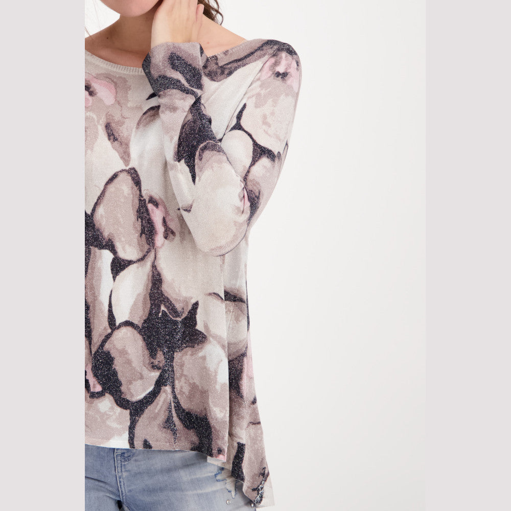 Monari 407656 112 Almond Pattern A-Line Jumper With Glitter Floral Pattern