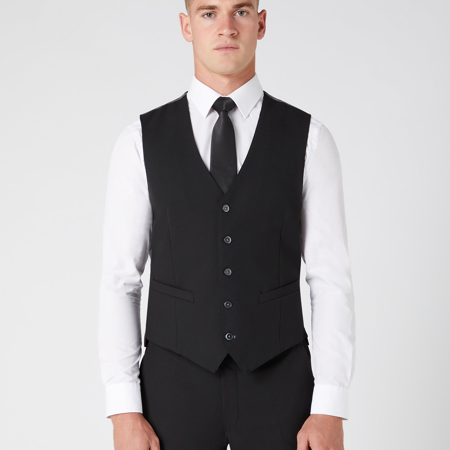 Remus Uomo 51770 00 Black Tapered Waistcoat