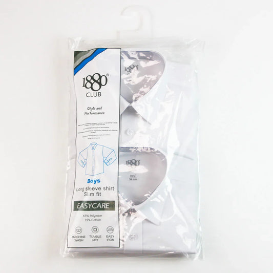 1880 Club Boys Slim Fit White Shirt Twin Pack